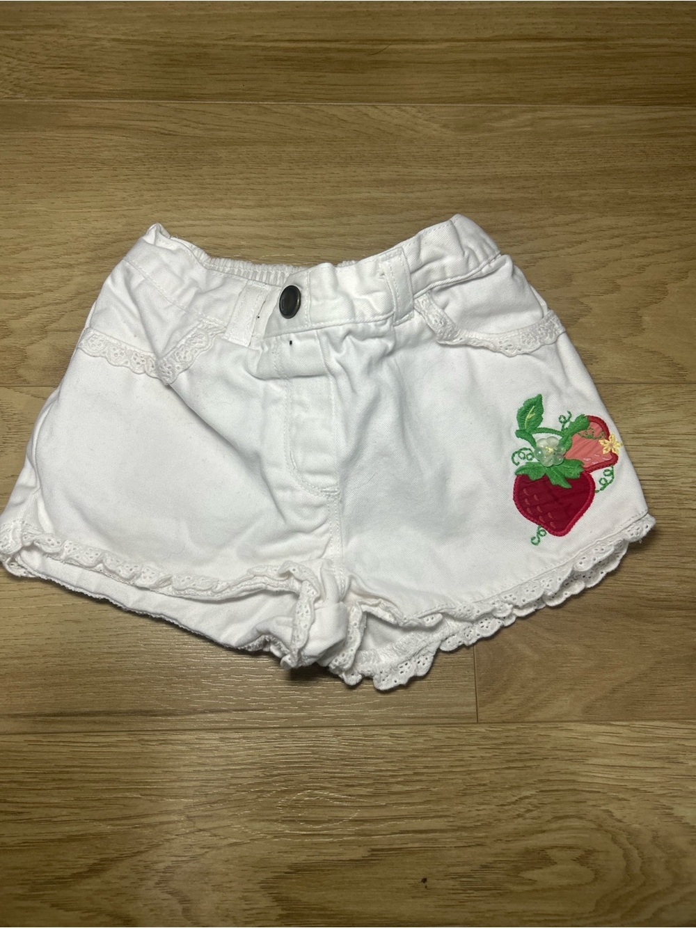Gymboree White Shorts with Strawberry Embroidery